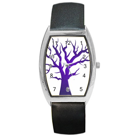 Dark Blue Night Tree Barrel Style Metal Watch from ArtsNow.com Front