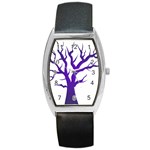 Dark Blue Night Tree Barrel Style Metal Watch