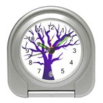 Dark Blue Night Tree Travel Alarm Clock