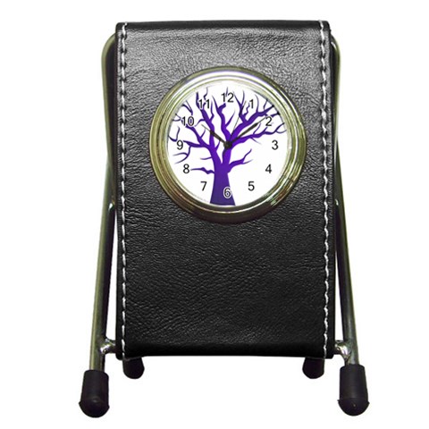 Dark Blue Night Tree Pen Holder Desk Clock from ArtsNow.com Front