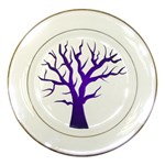 Dark Blue Night Tree Porcelain Plate