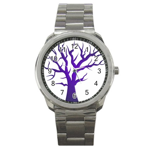 Dark Blue Night Tree Sport Metal Watch from ArtsNow.com Front