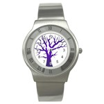 Dark Blue Night Tree Stainless Steel Watch