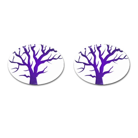 Dark Blue Night Tree Cufflinks (Oval) from ArtsNow.com Front(Pair)