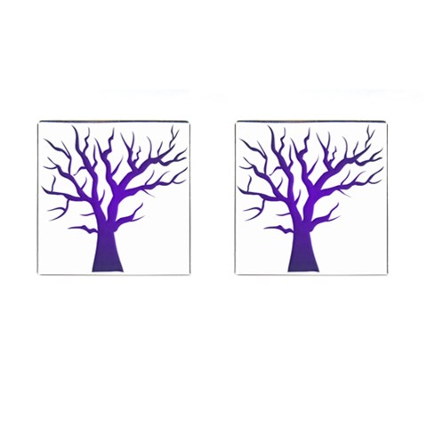 Dark Blue Night Tree Cufflinks (Square) from ArtsNow.com Front(Pair)