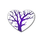 Dark Blue Night Tree Rubber Coaster (Heart)