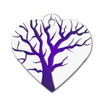 Dark Blue Night Tree Dog Tag Heart (One Side)