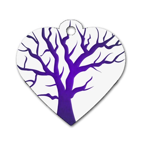 Dark Blue Night Tree Dog Tag Heart (Two Sides) from ArtsNow.com Front