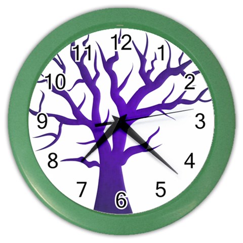 Dark Blue Night Tree Color Wall Clock from ArtsNow.com Front