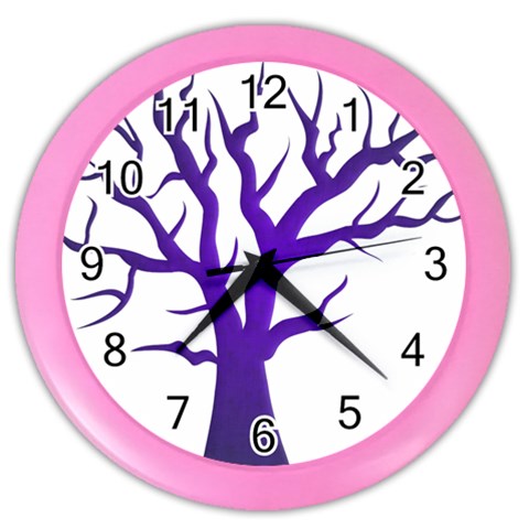 Dark Blue Night Tree Color Wall Clock from ArtsNow.com Front