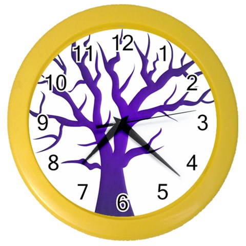 Dark Blue Night Tree Color Wall Clock from ArtsNow.com Front