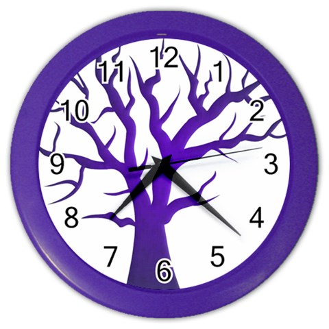 Dark Blue Night Tree Color Wall Clock from ArtsNow.com Front