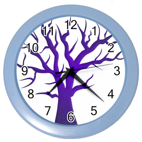 Dark Blue Night Tree Color Wall Clock from ArtsNow.com Front