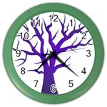 Dark Blue Night Tree Color Wall Clock