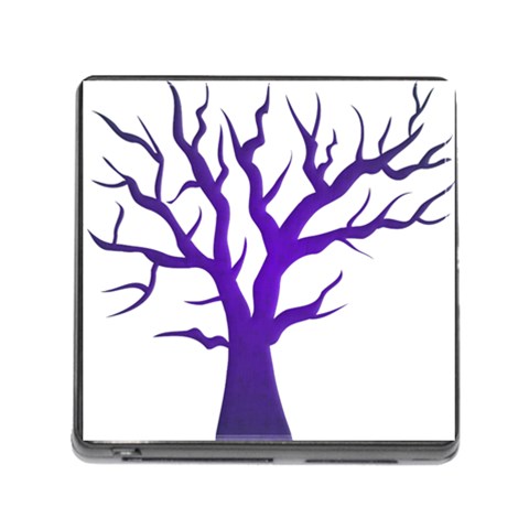 Dark Blue Night Tree Memory Card Reader with Storage (Square) from ArtsNow.com Front