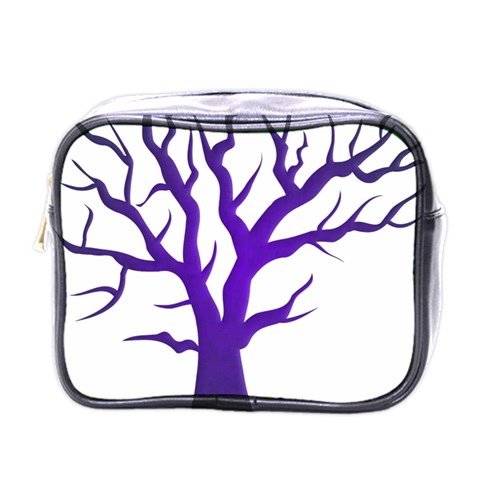 Dark Blue Night Tree Mini Toiletries Bag (One Side) from ArtsNow.com Front