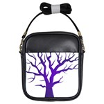 Dark Blue Night Tree Girls Sling Bag