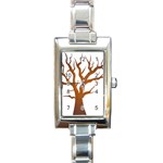 Dark Orange Night Tree Rectangular Italian Charm Watch