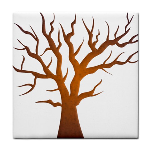 Dark Orange Night Tree Tile Coaster from ArtsNow.com Front