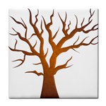 Dark Orange Night Tree Tile Coaster