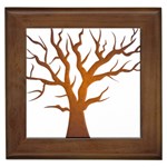 Dark Orange Night Tree Framed Tile