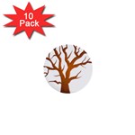 Dark Orange Night Tree 1  Mini Button (10 pack) 