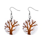 Dark Orange Night Tree 1  Button Earrings