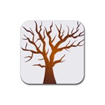 Dark Orange Night Tree Rubber Coaster (Square)