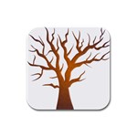 Dark Orange Night Tree Rubber Square Coaster (4 pack)