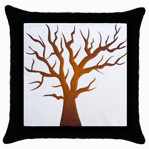 Dark Orange Night Tree Throw Pillow Case (Black) from ArtsNow.com Front