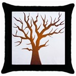 Dark Orange Night Tree Throw Pillow Case (Black)