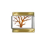 Dark Orange Night Tree Gold Trim Italian Charm (9mm)