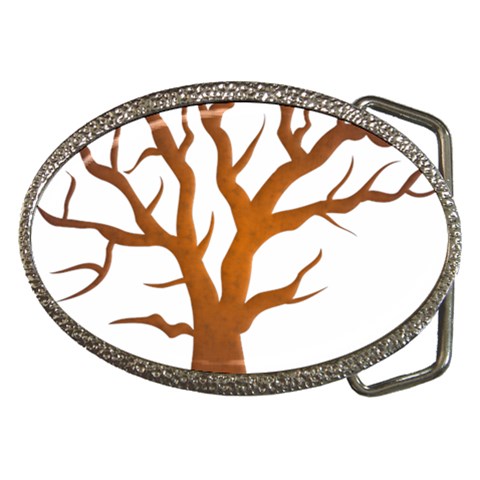 Dark Orange Night Tree Belt Buckle from ArtsNow.com Front