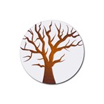 Dark Orange Night Tree Rubber Coaster (Round)