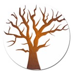 Dark Orange Night Tree Magnet 5  (Round)