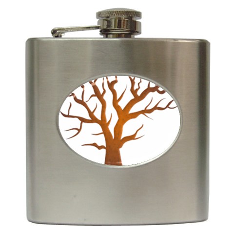 Dark Orange Night Tree Hip Flask (6 oz) from ArtsNow.com Front