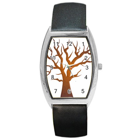 Dark Orange Night Tree Barrel Style Metal Watch from ArtsNow.com Front