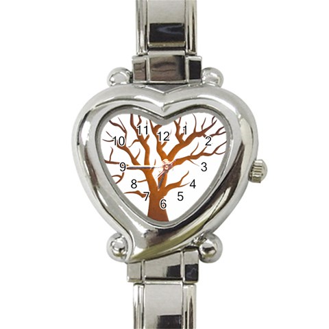 Dark Orange Night Tree Heart Italian Charm Watch from ArtsNow.com Front