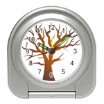 Dark Orange Night Tree Travel Alarm Clock