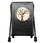 Dark Orange Night Tree Pen Holder Desk Clock