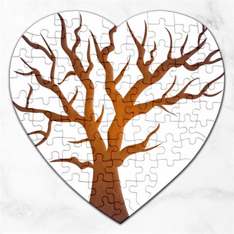 Dark Orange Night Tree Jigsaw Puzzle (Heart) from ArtsNow.com Front