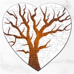 Dark Orange Night Tree Jigsaw Puzzle (Heart)