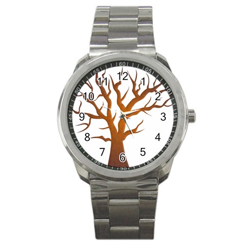 Dark Orange Night Tree Sport Metal Watch from ArtsNow.com Front