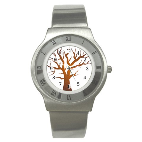 Dark Orange Night Tree Stainless Steel Watch from ArtsNow.com Front