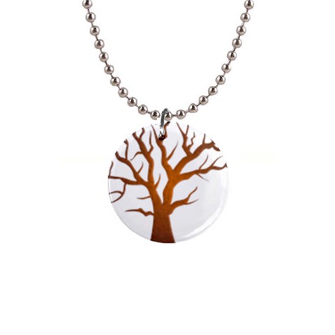 Dark Orange Night Tree 1  Button Necklace from ArtsNow.com Front