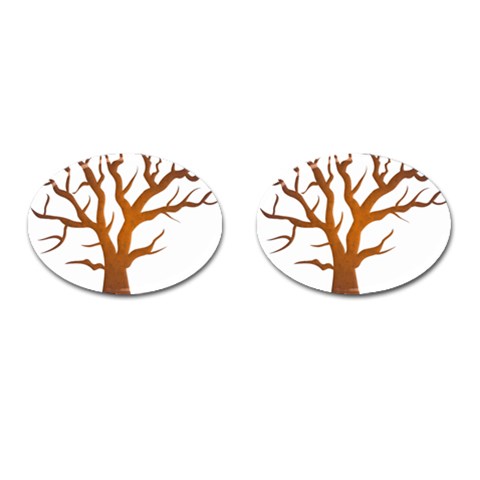 Dark Orange Night Tree Cufflinks (Oval) from ArtsNow.com Front(Pair)