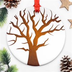 Dark Orange Night Tree Round Ornament (Two Sides) from ArtsNow.com Front