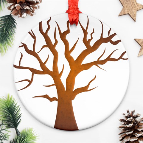 Dark Orange Night Tree Round Ornament (Two Sides) from ArtsNow.com Back