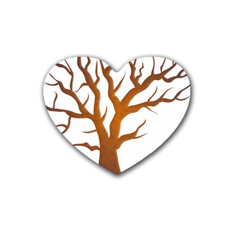 Dark Orange Night Tree Rubber Coaster (Heart) from ArtsNow.com Front