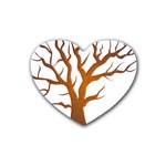 Dark Orange Night Tree Rubber Coaster (Heart)